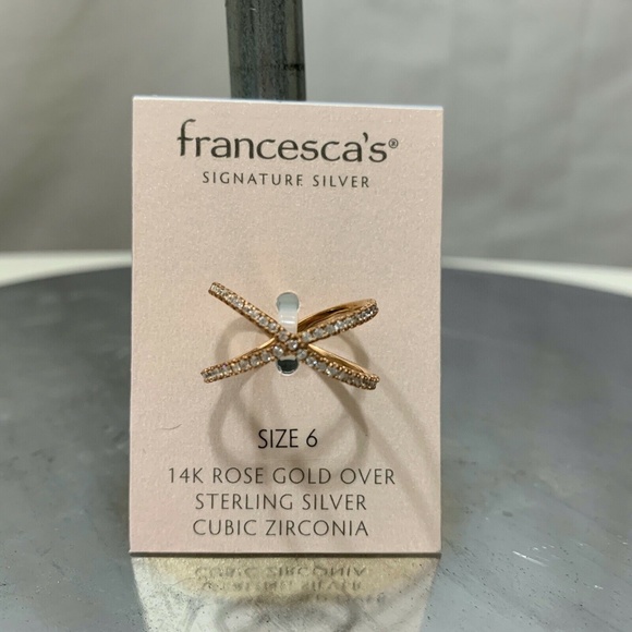Francesca's Women's NWT Rose Gold Criss Cross Ring Size 6 - Picture 1 of 8